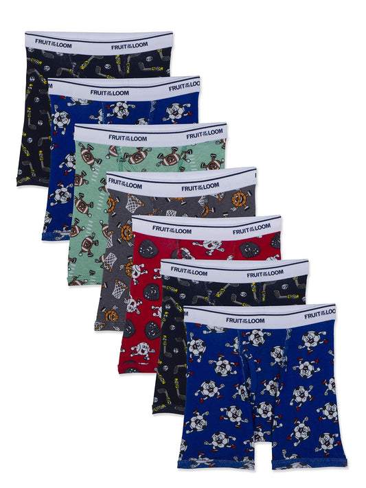 Fruit of the Loom boys Fruit Loom Boys' 7 Pack Assorted Color Toddler Boxer Briefs, Cotton - Pack Assorted, 4-5T US