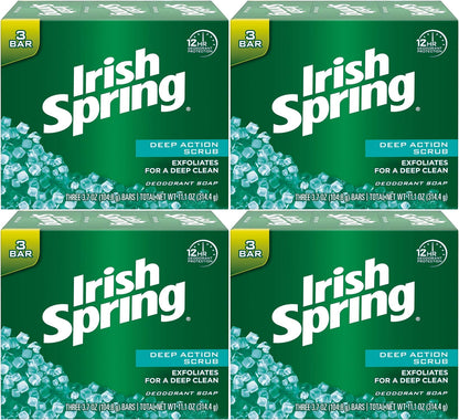 Irish Spring Deep Action Scrub Deodorant Soap, 8 bars of 3.75 ounces each