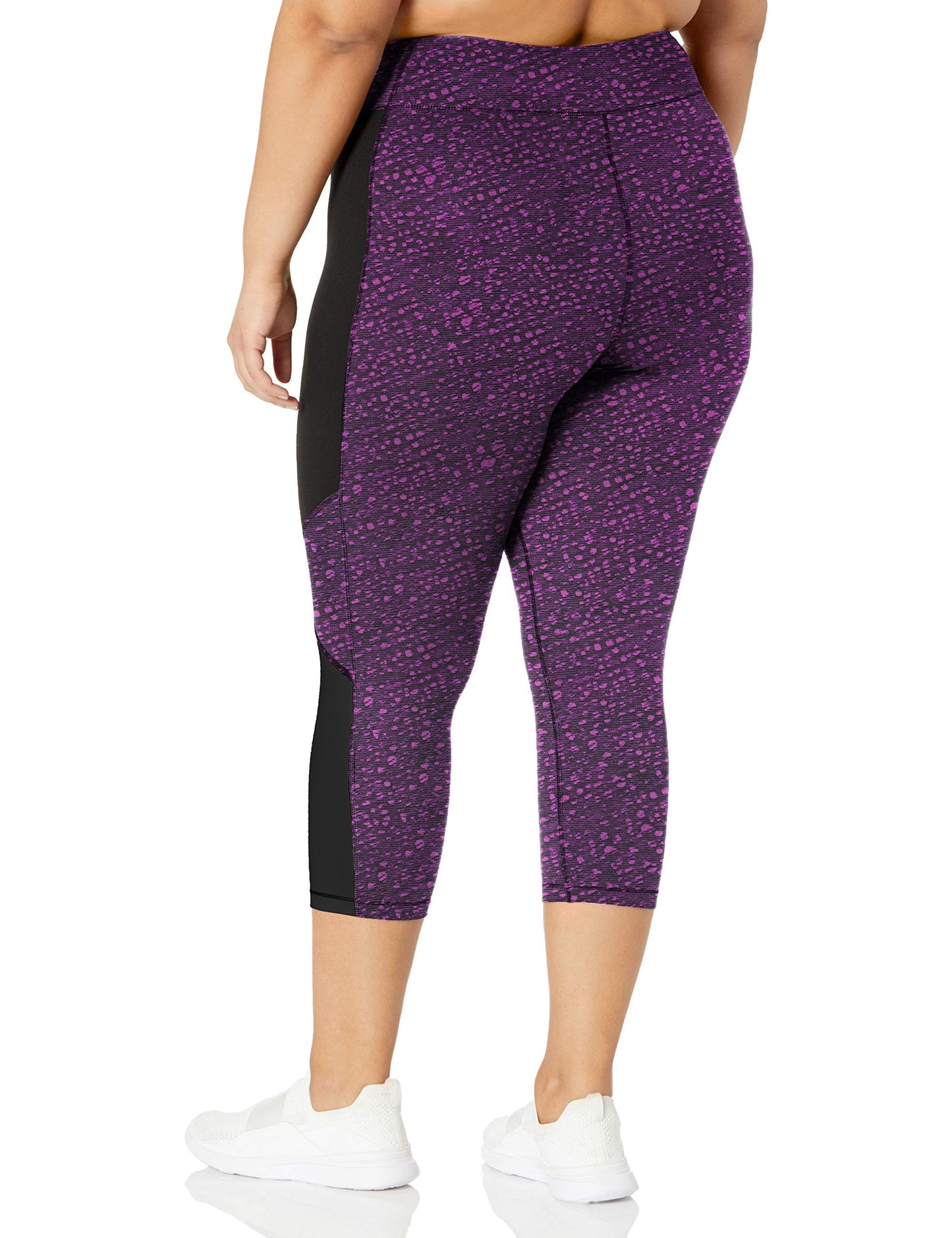 JUST MY SIZE womens Active Pieced Stretch Capri Pants, Spot on Plum Dream/Black, 1X US