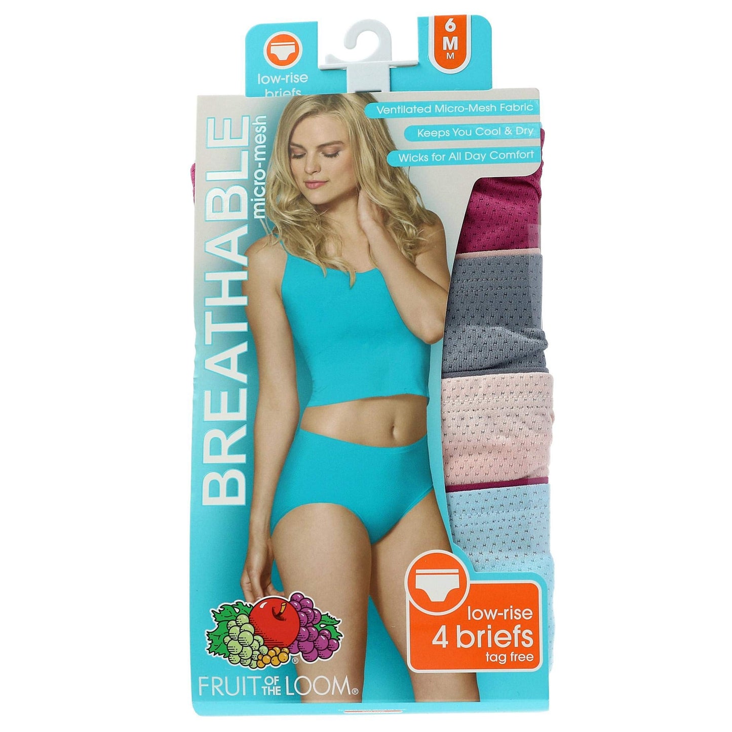 Fruit of the Loom Women's Micro Mesh Low Rise Brief - 4 Pack, Assorted, 10