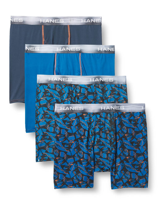 Hanes Ultimate Men's Sport X-Temp Performance Boxer Brief 4-Pack, Assortment 1, Medium