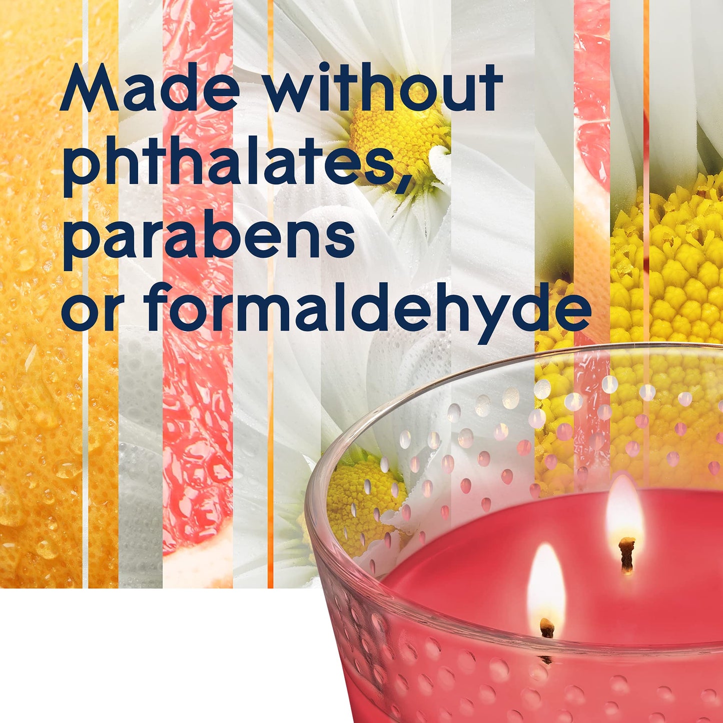 Glade Candle Joyful Citrus & Daisies, Fragrance Candle Infused with Essential Oils, Air Freshener Candle, 3-Wick Candle, 6.8 Oz, 3 Count
