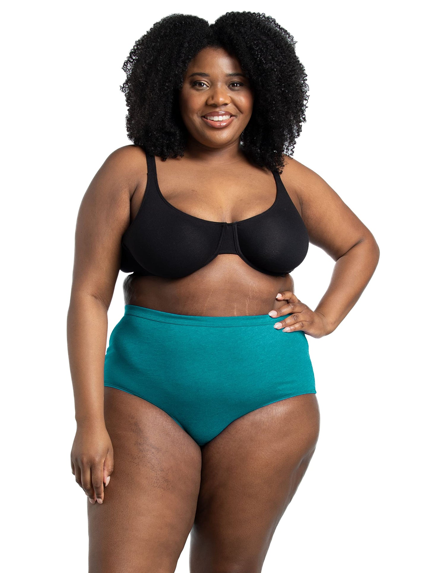 Fruit Of The Loom Womens Beyondsoft Underwear, Super Soft Designed With Comfort In Mind, Available Plus Size Briefs, Plus Size Brief - Cotton Blend - 10 Pack - Teal/Pink/Black, 12 Plus