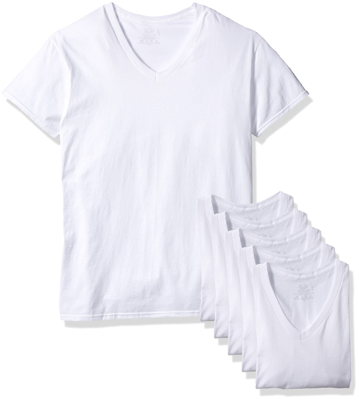 Fruit of the Loom Men's 6 Pack V-Neck T-Shirt, Charcoal Grey, Small