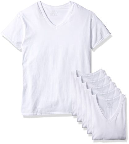 Fruit of the Loom Men's 6 Pack V-Neck T-Shirt, Charcoal Grey, Small