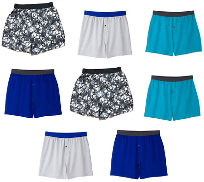 Fruit of the Loom Men's Knit Boxers 8-Pack Breathable Cooling Cotton Micro-Mesh Soft Flex Waistband RANDOM COLORS Assorted