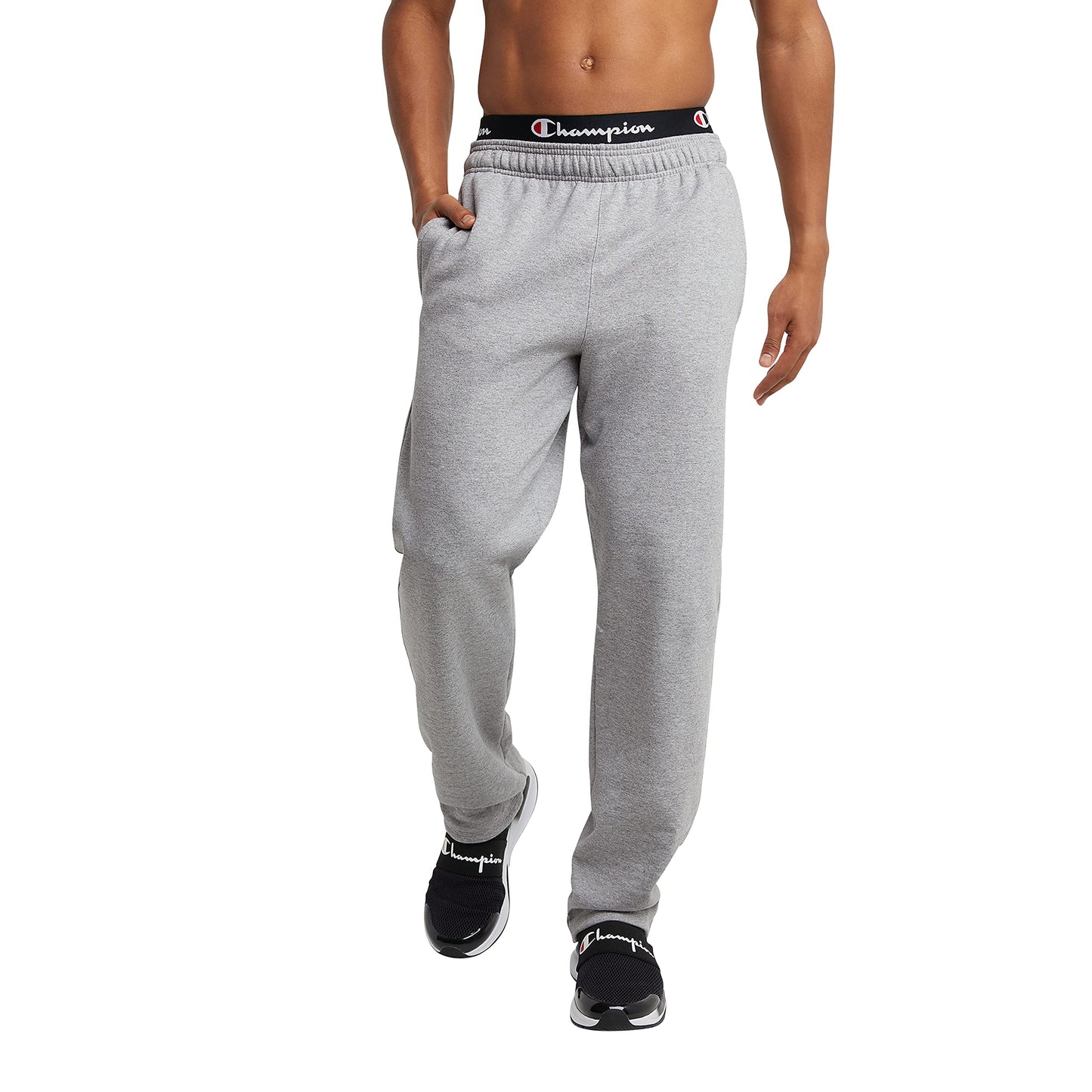 Champion Men's Sweatpants, Powerblend, Fleece, Open-Bottom Sweatpants, Small