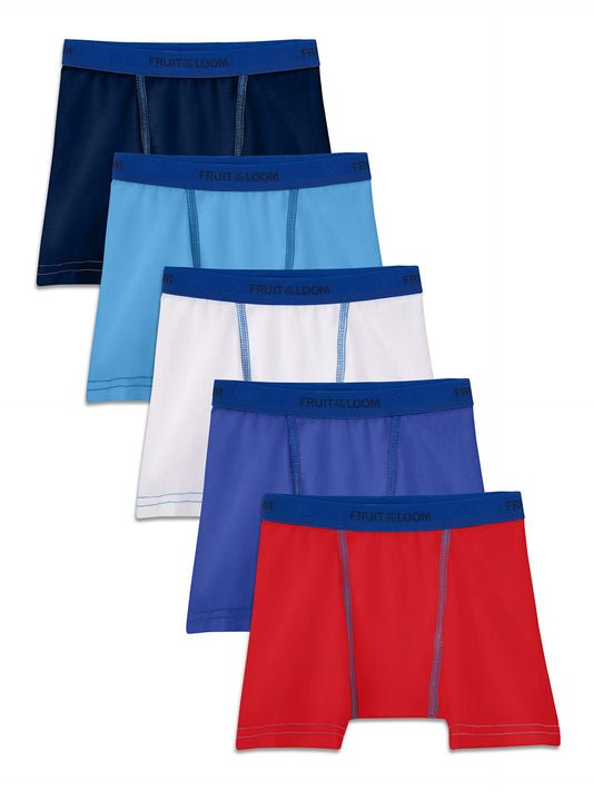 Fruit of the Loom Toddler Boys' Boxer Briefs (Assorted), Cotton Stretch-5 Pack-Assorted, 4T/5T
