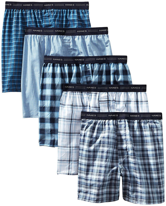 Hanes Men's FreshIQ Tagless Tartan Boxers with Exposed Waistband (5 Pack and 10 Pack) (Assorted - 5 Pack, XXX-Large)