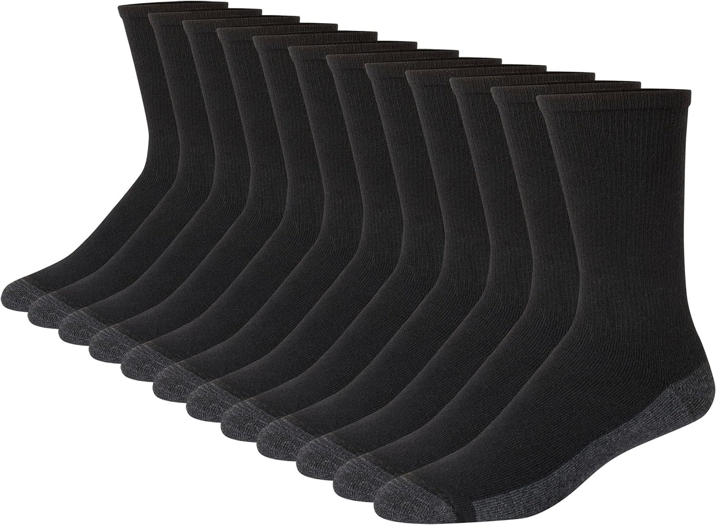 Hanes Double Tough Men's Crew Socks, Max Cushion, 6-Pairs Size 6-12