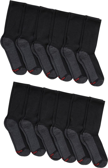 Hanes Double Tough Men's Crew Socks, Max Cushion, 6-Pairs Size 6-12