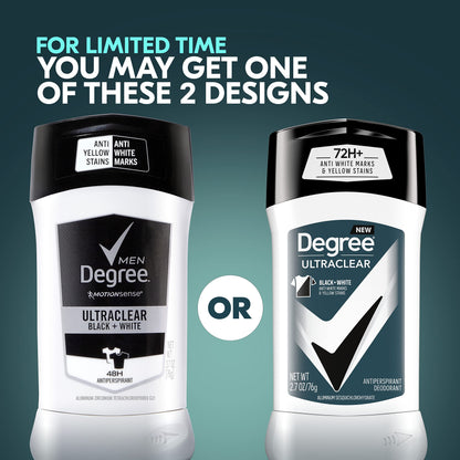 Degree Men Ultra Clear Black Plus White Antiperspirant Deodorant 2.7 Ounce (Pack of 3)