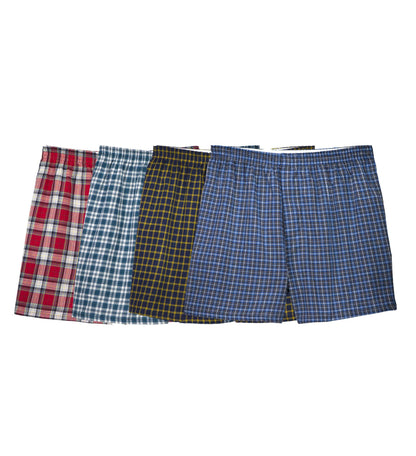 Fruit of the Loom Mens Woven Tartar Boxers 4 Pack, 2XL, Assorted