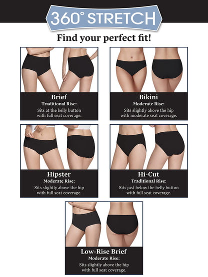 Fruit of the Loom Women's Seamless 360 Stretch Panty, Bikini-8 Pack-Assorted Neutrals, 6