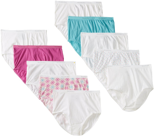 Fruit Of The Loom Womens 10 Pack Cotton Brief Panties, Assorted, 8