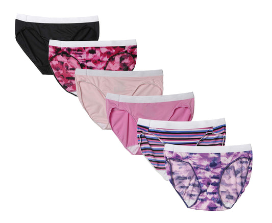 Hanes Womens Cool Comfort Microfiber Sporty Bikinis 6-Pack, Assorted (8)