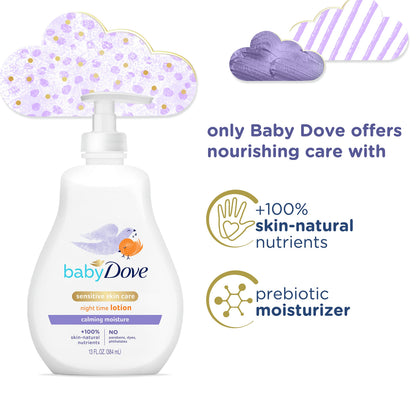 Dove Sensitive Skin Care Baby Lotion For a Soothing Scented Lotion Calming Moisture Hypoallergenic and Dermatologist-Tested, 13 Fl Oz