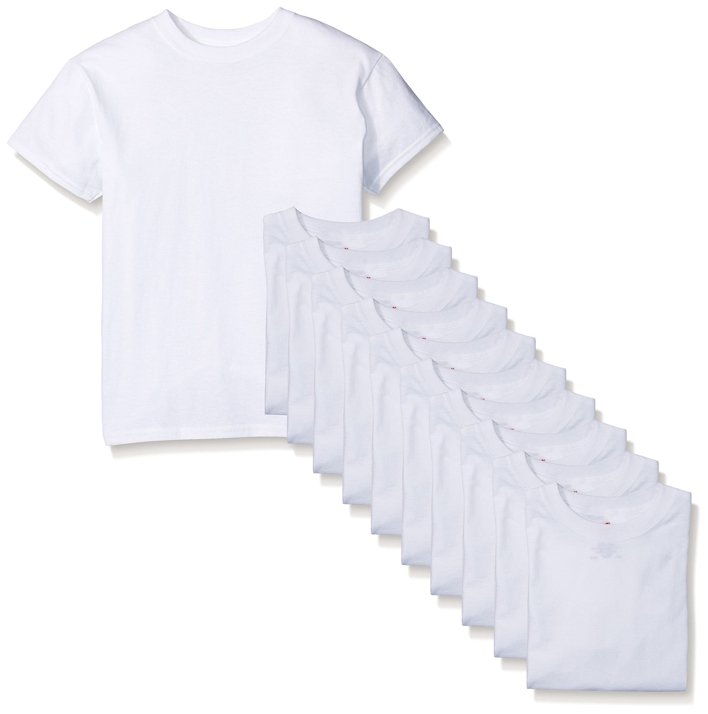 Hanes Big Boys' Comfortsoft T-Shirt (Pack of 12), White, Large