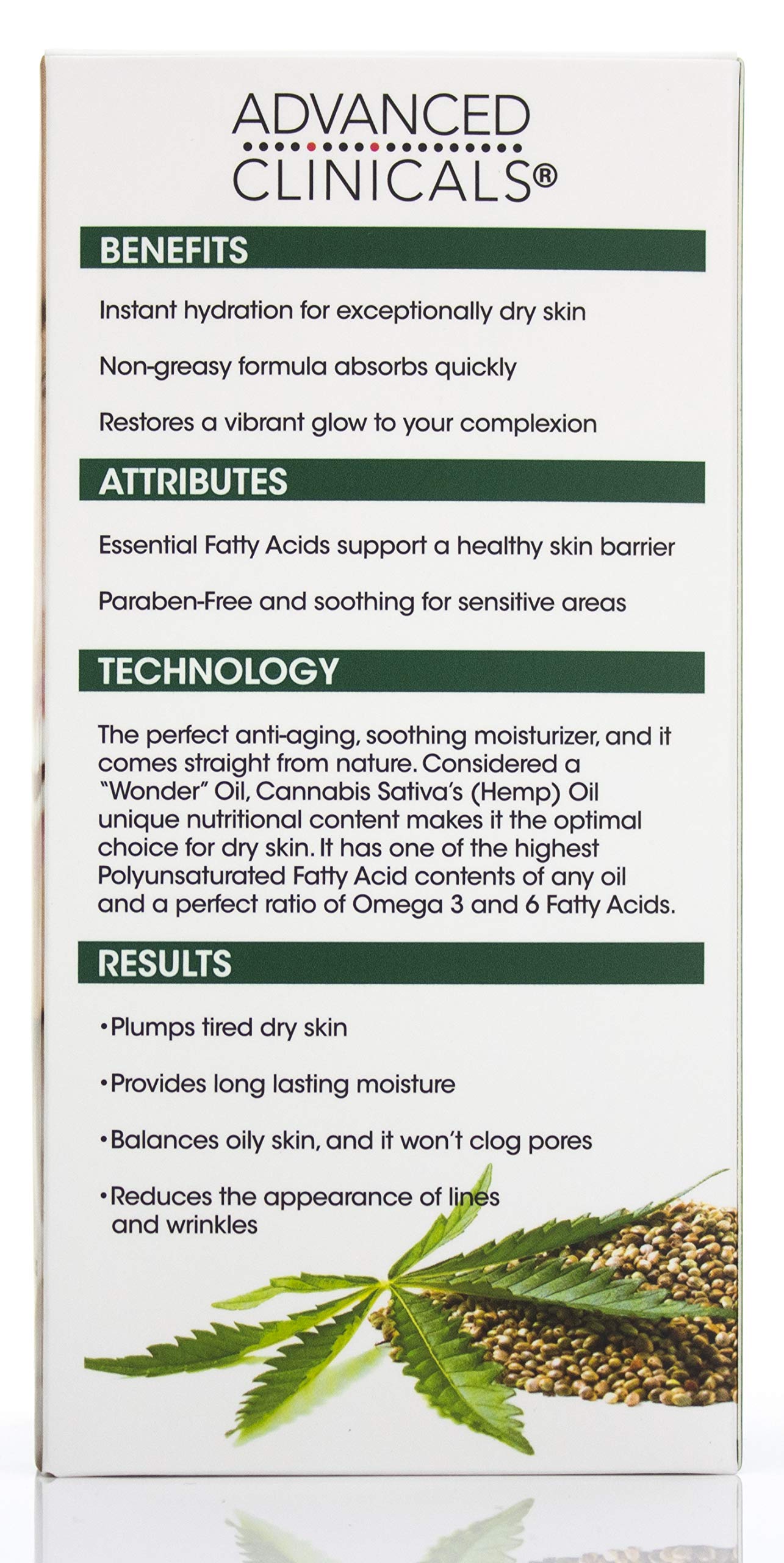 Advanced Clinicals Hemp Seed Oil for Face. Cold Pressed Hemp Seed Oill instantly hydrates skin and helps with Wrinkles, Fine Lines, and Expression Lines, 2-Pack