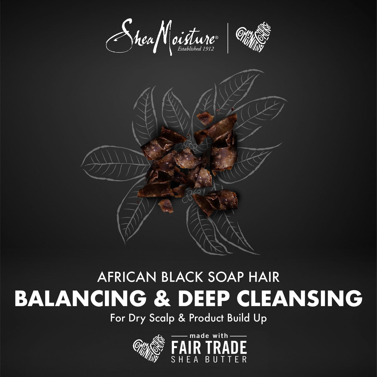 Shea Moisture African Black Soap Bamboo Charcoal Deep Cleansing Shampoo 13 OZ./384 mL(Packaging may vary)