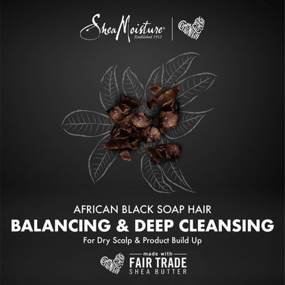 Shea Moisture African Black Soap Bamboo Charcoal Deep Cleansing Shampoo 13 OZ./384 mL(Packaging may vary)