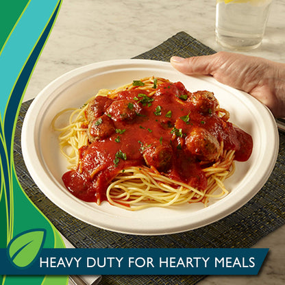 Hefty EcoSave Disposable Plates, Made from Plant Based Materials, Heavy Duty Paper Plates, 10 ⅛ Inch Disposable Plates (16 Count, Pack of 4)