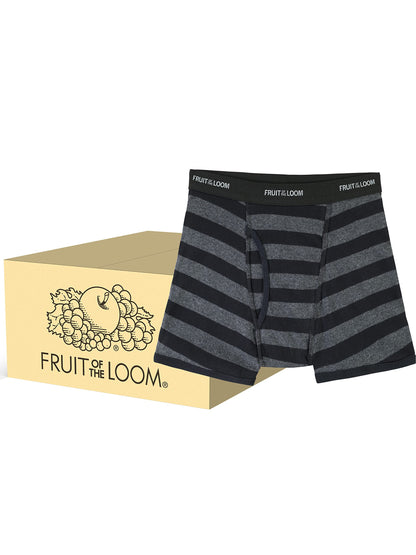 Fruit of the Loom boys Tag Free Cotton Boxer Briefs, Boy - 168 Pack Traditional Fly Stripes, Medium US
