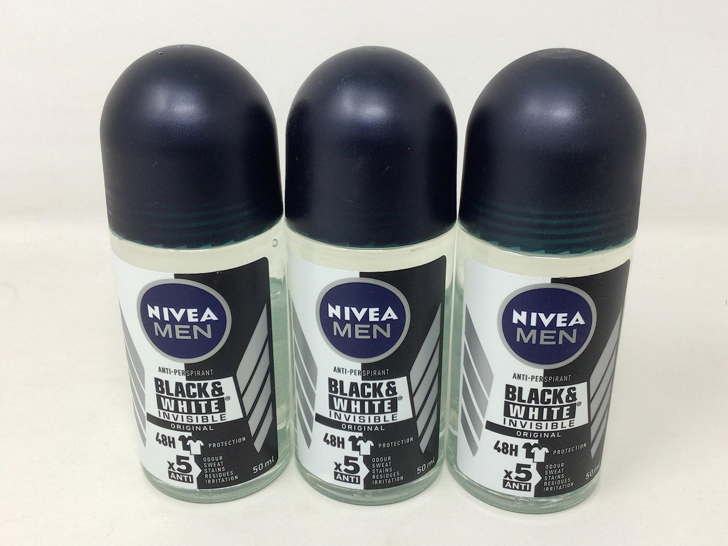 Nivea for Men Deodorant Roll On 1.69 Oz (Invisible B&W Power) Pack of 3
