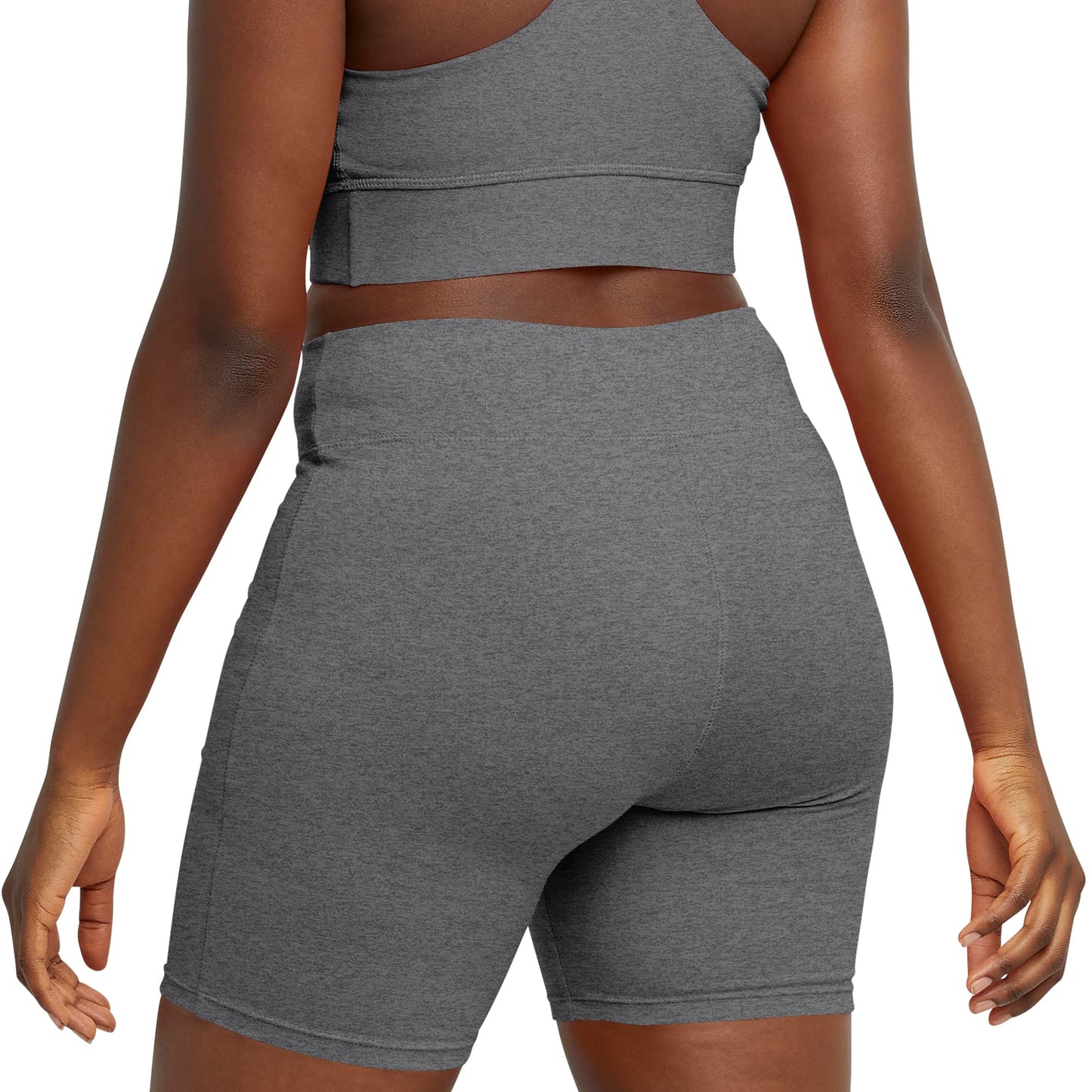 Hanes Women's Stretch Jersey Bike Short, Charcoal Heather, X-Large