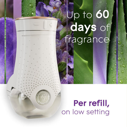 Glade PlugIns Refills Air Freshener Starter Kit, Scented and Essential Oils for Home and Bathroom, Tranquil Lavender & Aloe, 4.02 Fl Oz, 2 Warmers + 6 Refills