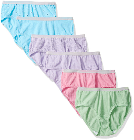 Fruit Of The Loom Women's 6 Pack Low Rise Heather Brief, Assorted, 2X/9