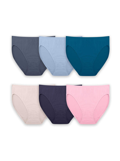Fruit Of The Loom Womens Breathable Underwear, Moisture Wicking Keeps You Cool & Comfortable, Available In Plus Size Briefs, Micro Mesh - Low Rise Brief - 6 Pack - Colors May Vary, 10 US