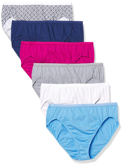 Hanes Ultimate womens 6-pack Breathable Cotton Hi-cut Panty Briefs, White, White, White, White, White, White, 8 US