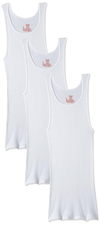 Hanes Men's 3 Pack Ultimate Tagless Tank (Large Tall, White)