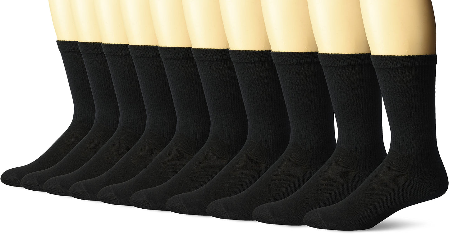 Hanes 10-Pack Crew Socks Black 10-13 (US Men's 6-12 Shoe Size)