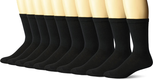 Hanes 10-Pack Crew Socks Black 10-13 (US Men's 6-12 Shoe Size)