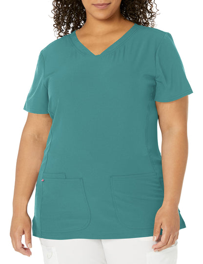 HeartSoul Women's Pitter-Pat V-Neck Scrubs Shirt, Khaki, XX-Small