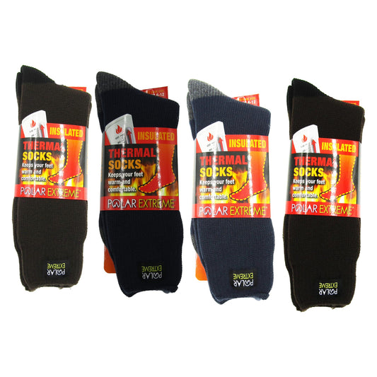 Polar Extreme Men's Thick Thermal Sock Pack of 4 All 4 Colors, 10-13