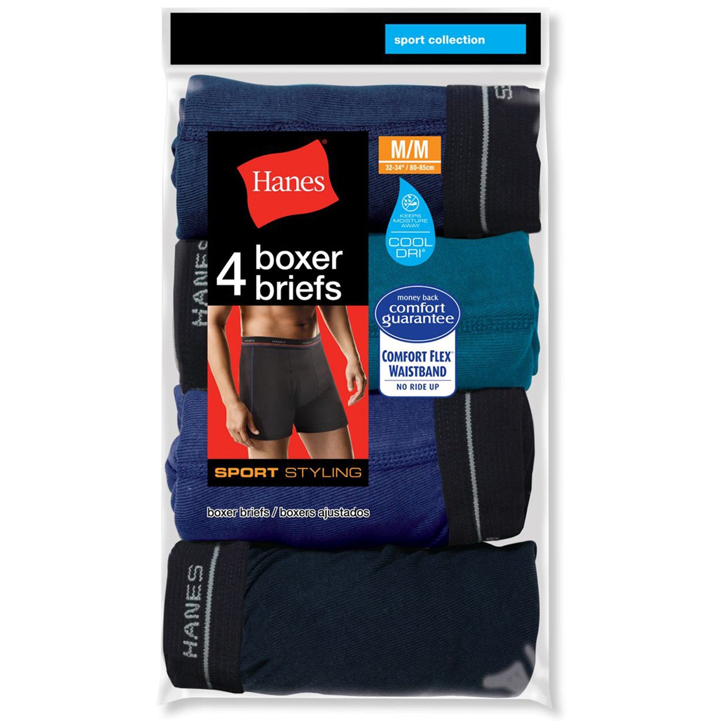 Hanes Boys' 4 Pack Ultimate Comfort Flex Printed Boxer Brief, Assorted, X-Large