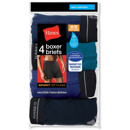 Hanes Boys' 4 Pack Ultimate Comfort Flex Printed Boxer Brief, Assorted, X-Large