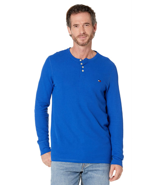 Tommy Hilfiger Waffle Lounge Long Sleeve Henley Cobalt LG