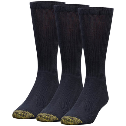 GOLDTOE Men's Uptown Crew Socks, 3-Pairs, Black, Large
