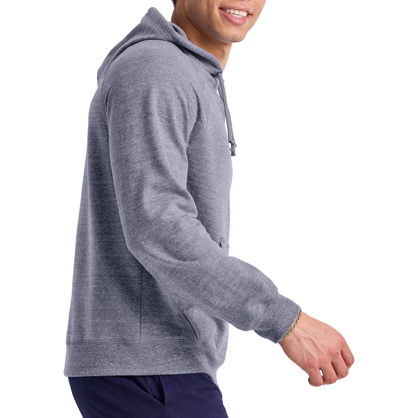 Hanes Men's French Terry Pullover Hoodie, Navy Pe Heather, Small
