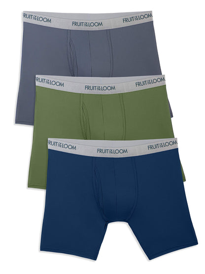 Fruit of the Loom Men's 12-Pack Everlight Boxer Briefs Breathable Blend (Large (36-38) Assorted
