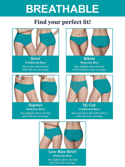 Fruit of the Loom Women's Underwear Breathable Panties (Regular & Plus, Plus Size Hipster-Micro Mesh-6 Pack, 13
