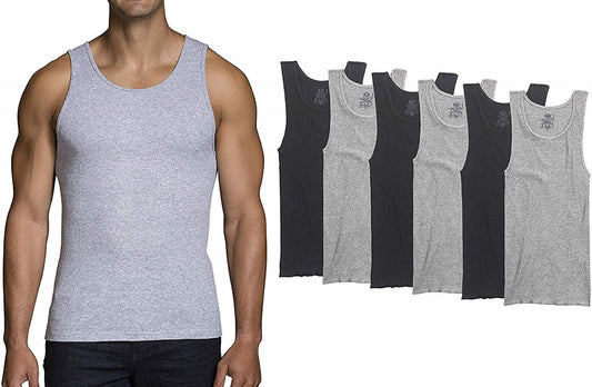 Fruit of the Loom Men's Undershirt (Medium, Black & Grey 6-Pack)