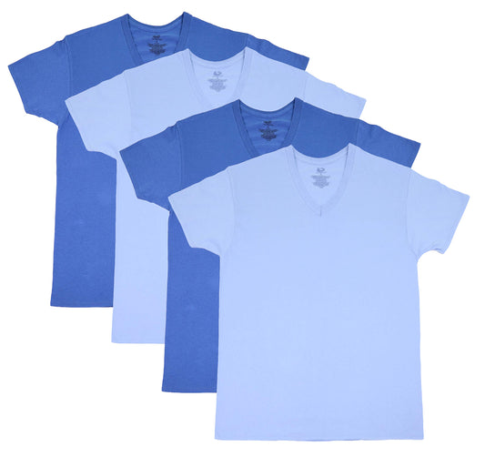 Fruit of the Loom Men's Stay Tucked Crew T-Shirt, (Large, Assorted Blue/Grey) (Pack of 4)