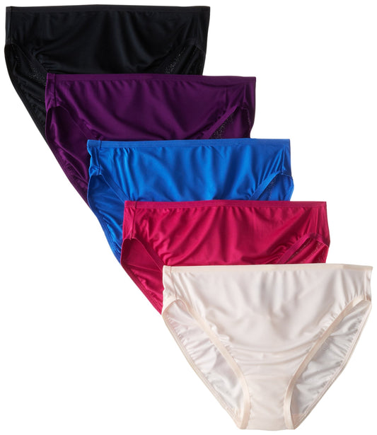 Fruit of the Loom Women's 5 Pack Microfiber Hi-Cut Panties, Assorted, 9