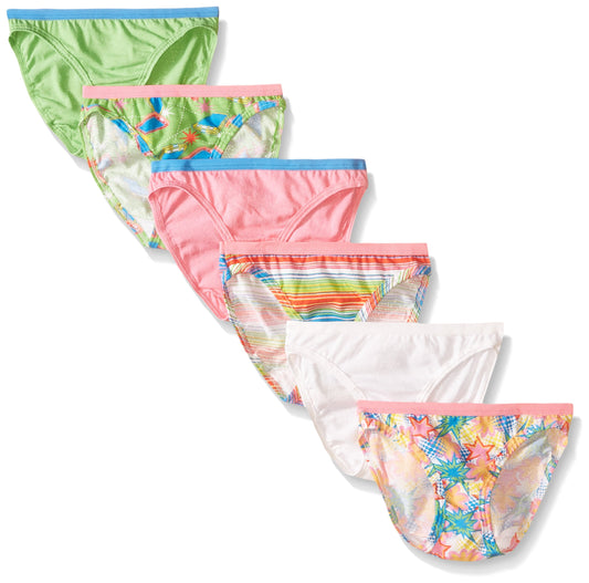 Fruit of the Loom Little Girls' Wardrobe Cotton Bikini ,Multi,6(Pack of 6)