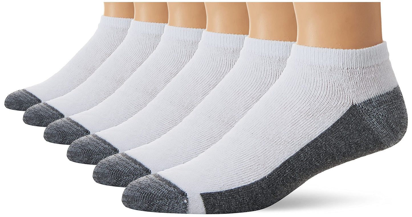 Hanes mens Hanes Men's Max Cushion Low Cut 6-pair Pack, Available in Big & Tall Casual Sock, White, 12-Jun US